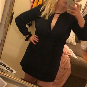 Forever 21 Navy silky dress cinched waist worn 1x!